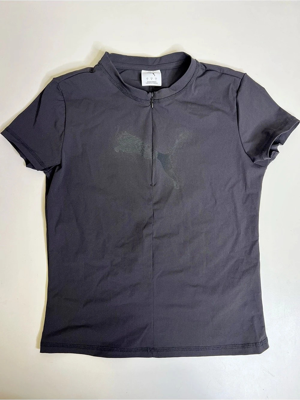 Puma Dare To Slim Fit Half Zip-Up T-Shirt Black Short Sleeve Athletic Top Size S